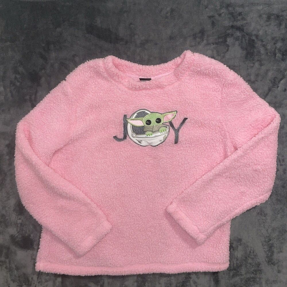 Star Wars Junior Girl's Pink Graphic Baby Yoda Sweatshirt Size Medium (8-10)
